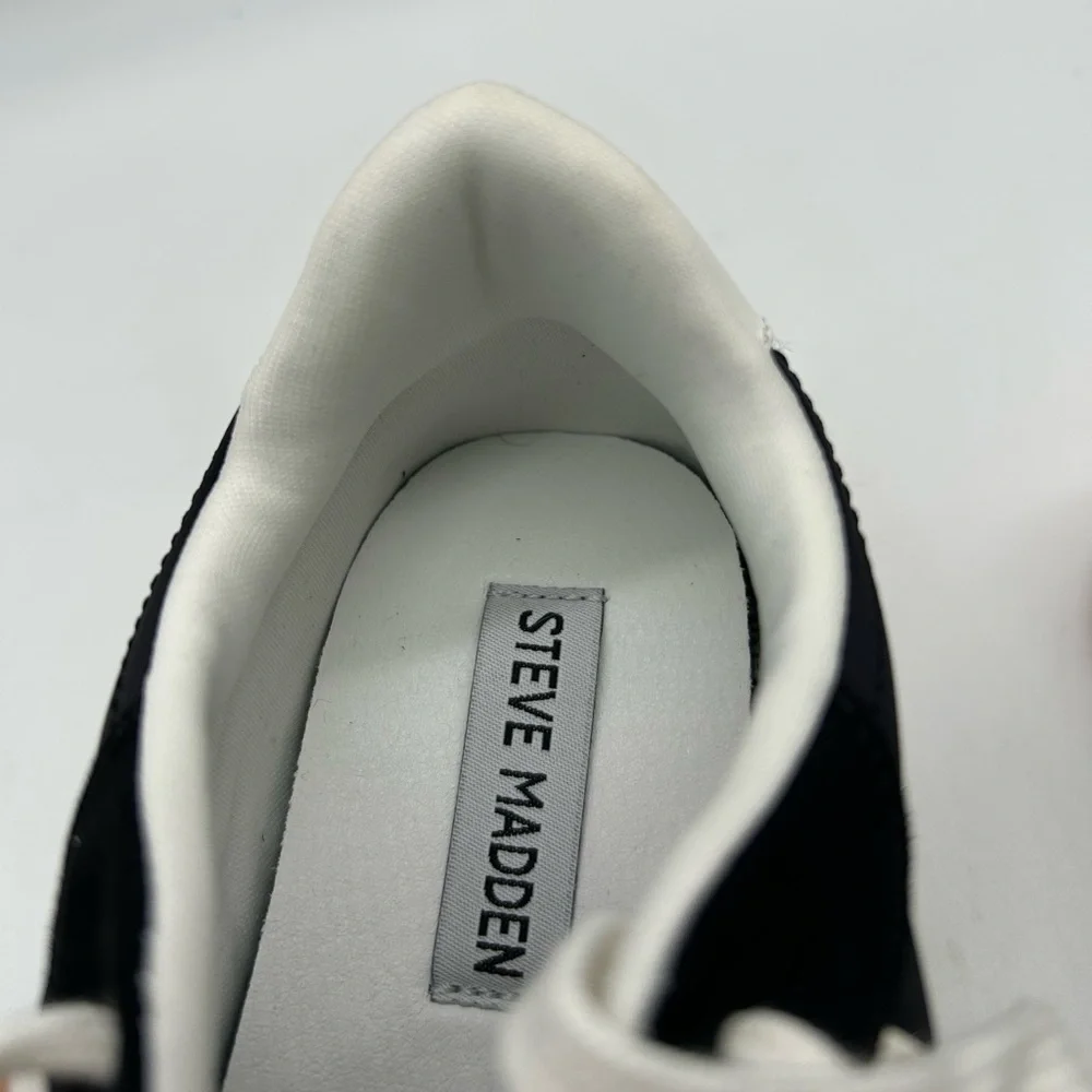 Steve Madden Kendrix Black White Lace-Up Sneakers Women’s Sz 8 NWT Store Display - Picture 10 of 12